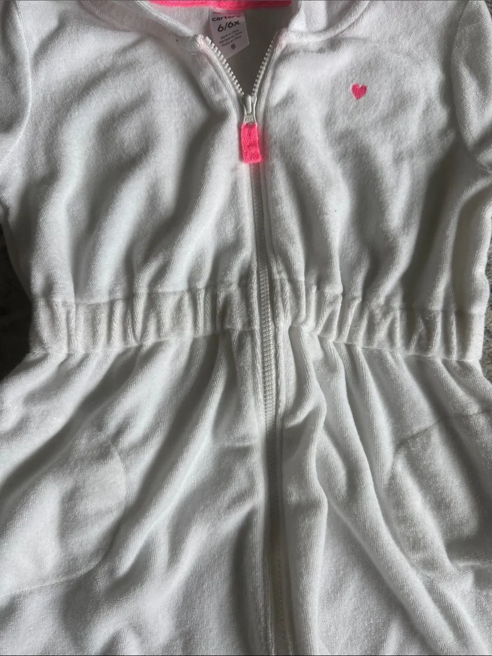 Carter's White Hooded Terry Zip Coverup